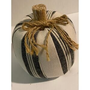 Black Striped Farmhouse Fabric Pumpkin, Fall, Primitive, Neutral Harvest Decor